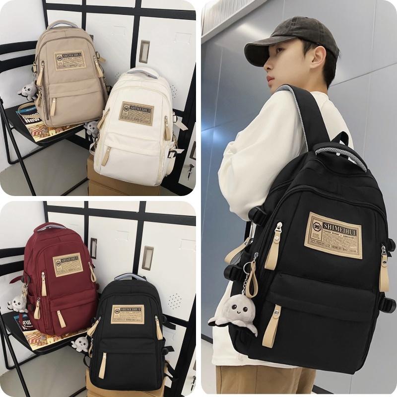Ulzzang Canvas Backpack For Girls Korean Style Fashionable Streetwear Nylon Material Cow Print Design
