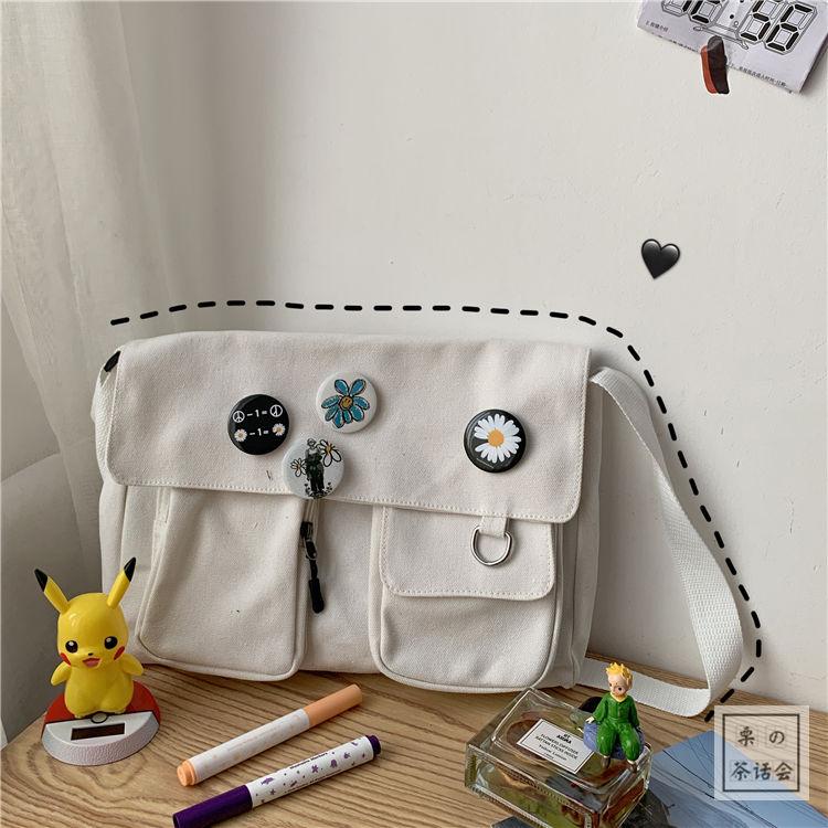 

Canvas Messenger Korean Version Tooling Female Harajuku Messenger Bag Multifunctional Outdoor Travel Student School Package