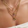 European/American Pink & Purple Cubic Zirconia Necklace - 18K Gold-Plated, Light Luxury, Vibrant Color Retention