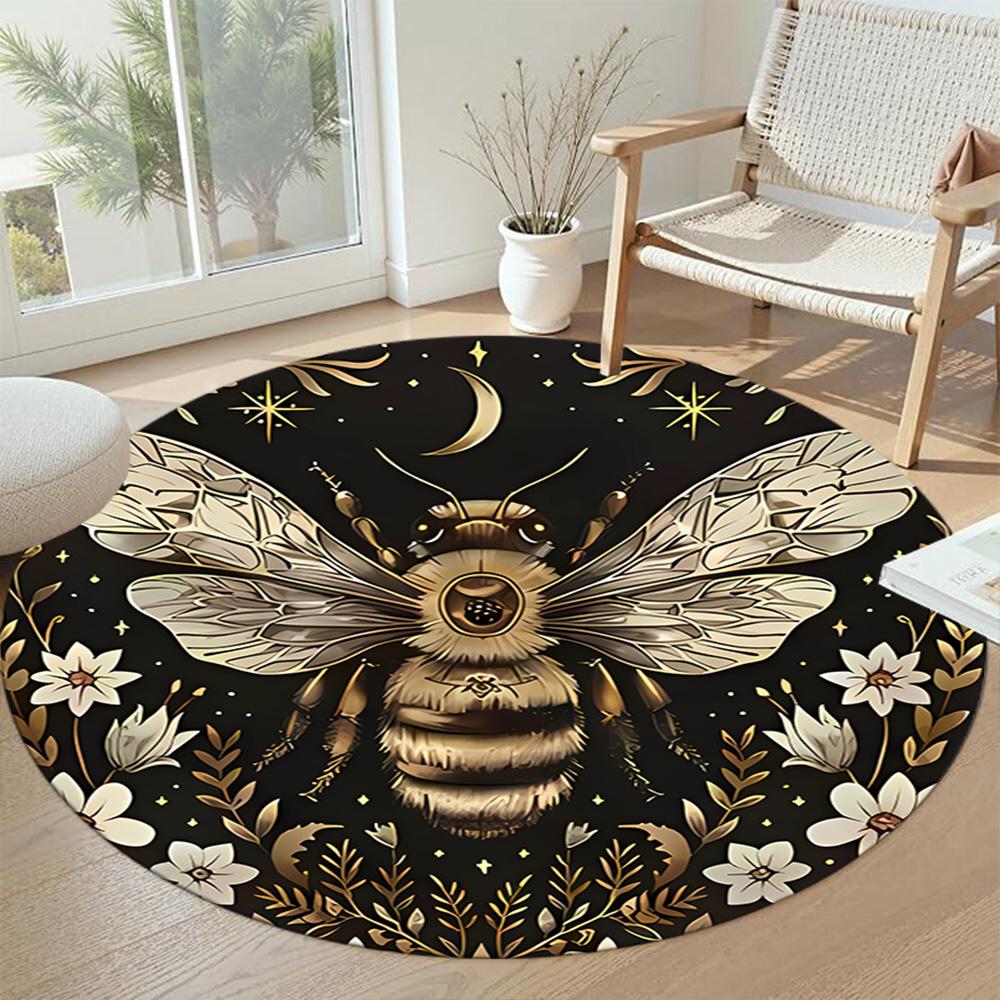 Bee Round Floor Rug Perfect for Dormitory Study room Decorate room Hallway Anti-slip Round Rug Anime Office Decor Gift for Festivals