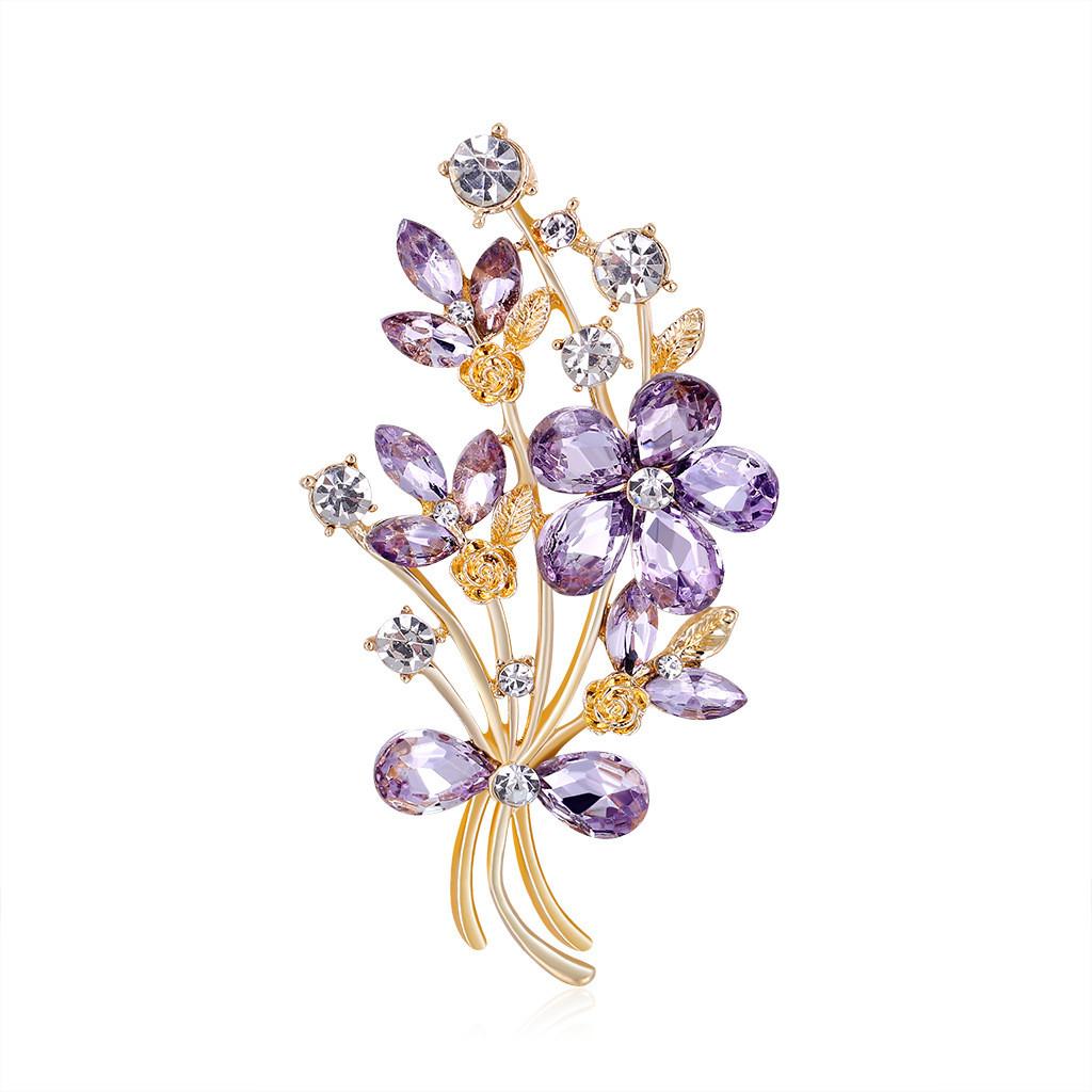 

Fashion Womens Flower Brooch With Alloy Plating And Gems For Casual Wear