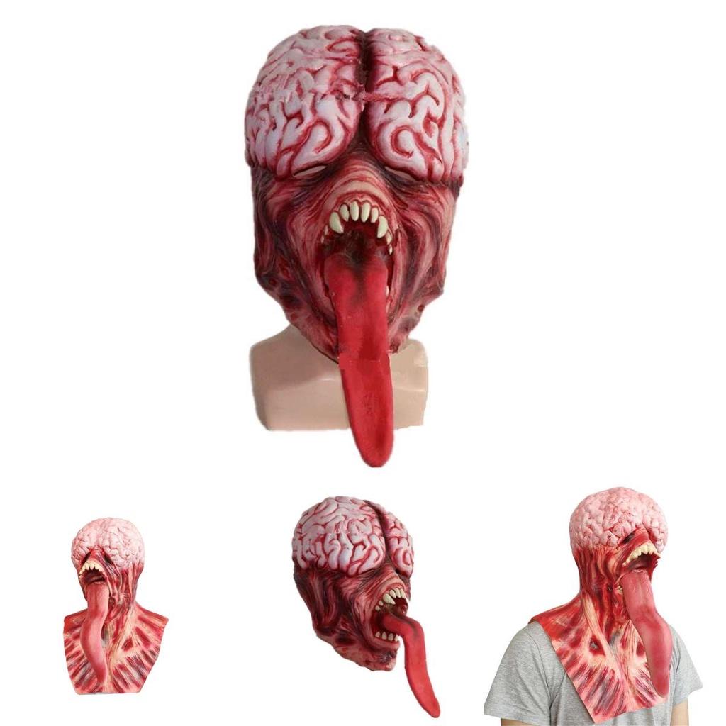 Bw Gy-a019 Long Tongue Monster Latex Bald Tyrant Headgear Halloween Horror Mask