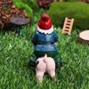 Naughty Christmas Gift Micro Landscape Riding Pig Gnome Female Goblin Statue Fairy Garden Decorations Miniature Dwarf Figurine
