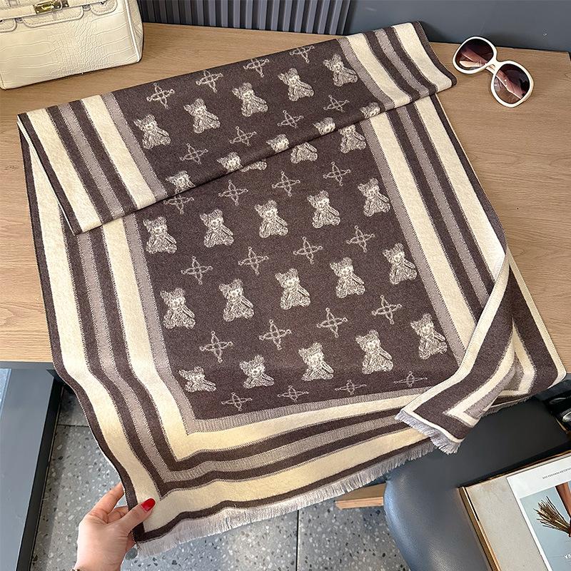 

Двусторонний Имитация Кашемира Звезды Сияют Медведь Утолщенный Теплый Шарф Комната с Кондиционером Шейный Платок 185 темно-коричневого