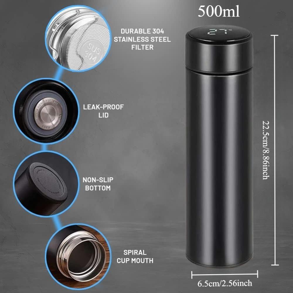 500ml Smart Thermobecher Edelstahl Wasserflasche Reisebecher Temperaturanzeige Vakuumisoliert Kaffeetasse Weihnachtsgeschenk