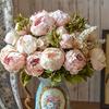 13pcs Artificial Champagne Peony Set - Lifelike Home and Event Decoration - Perfect for Wedding Bouquets and Room Decor - Container Not Included