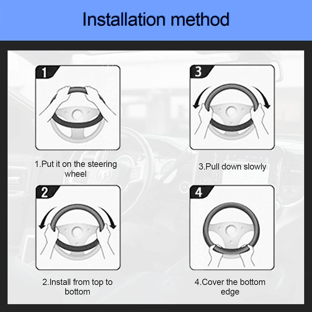 Car Steering Wheel Cover, Microfiber PU Leather Elastic Carbon Fiber Auto Steering Wheel Protector, 15 Inch Breathable Anti-Slip For Women Men, Car