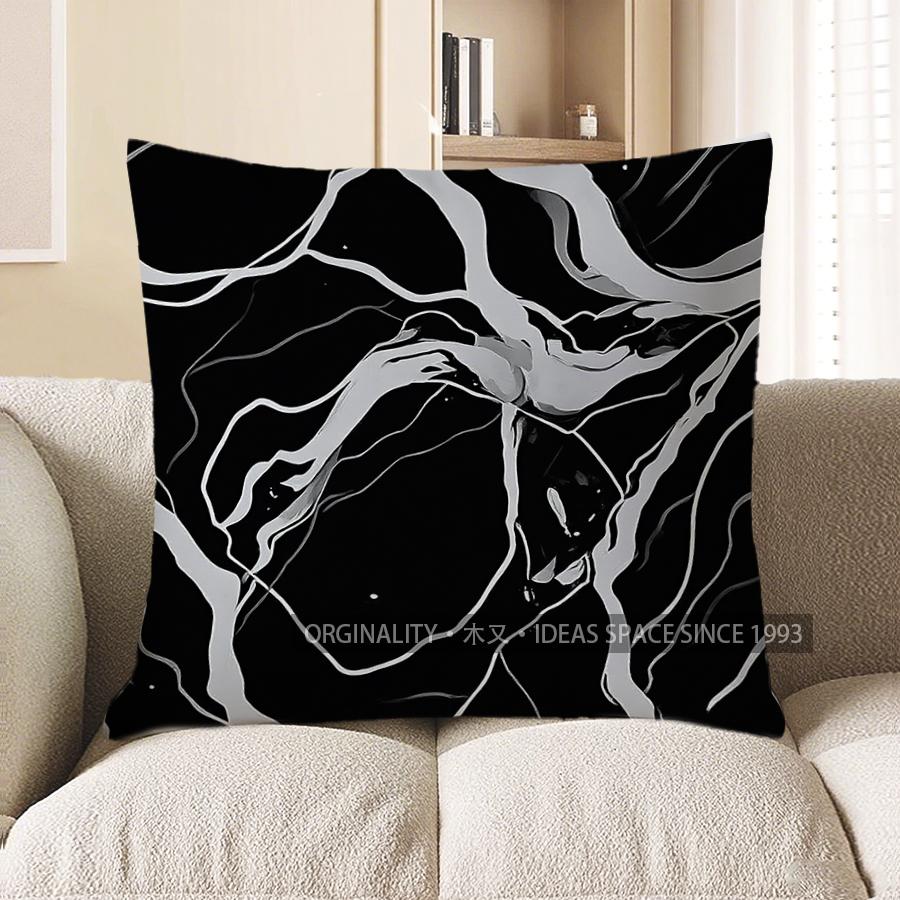 Home Decor Modern Abstract Black & White Throw Pillow Pattern Cushion Cover Suitable For Sofa Bedroom Car Pillow Cover