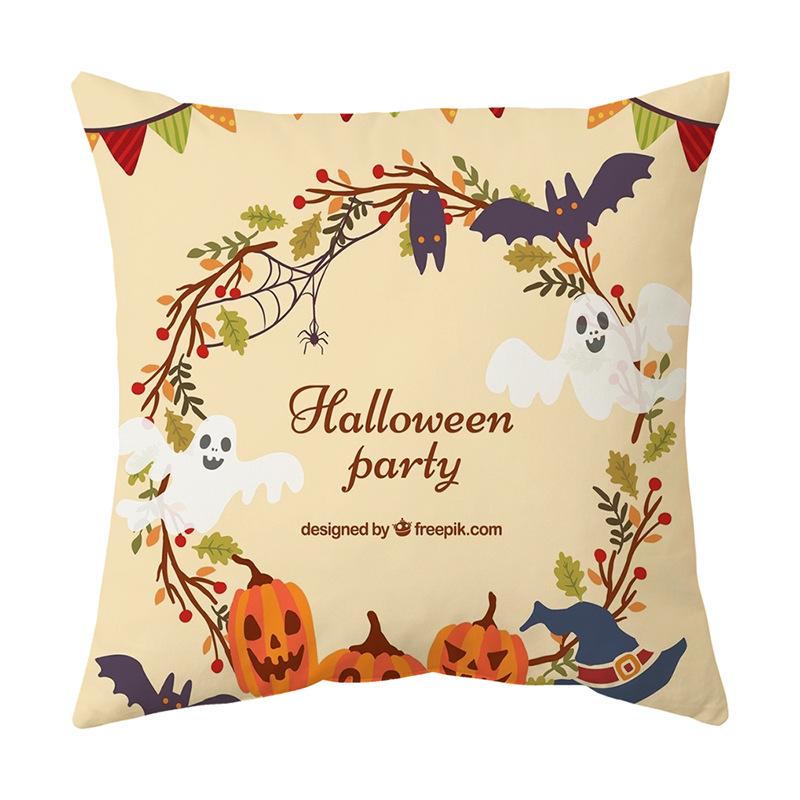 Cushion Pillow Halloween Print Pillow Cover Cushion Peach Skin Short Plush Cushion