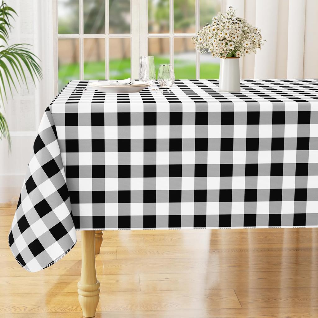 Olanly Rectangle Waterproof Vinyl Table Cloth Buffalo Flannel Backed Tablecloth Wipeable Plastic Table Cover For Easter Kitchen