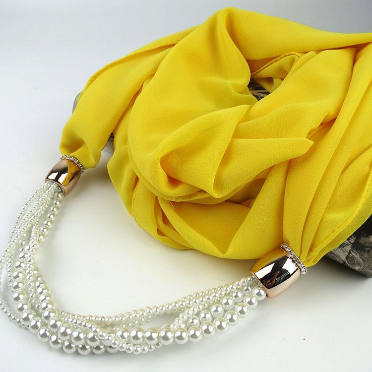 Chiffon Scarf with Pearl Tassel Decor Women's Fashion Lightweight Wrap Shawl