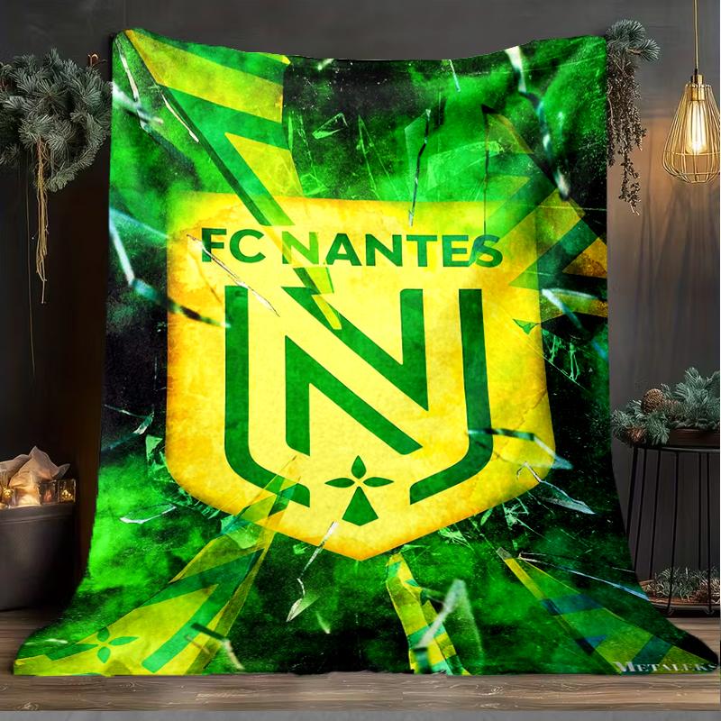 1PC Fc Nan-tes Crest Design Printed Soft Flannel Blanket Throw for Adult Bedroom Living Room Sofa Camping Travel Fan gifts Christmas Gifts