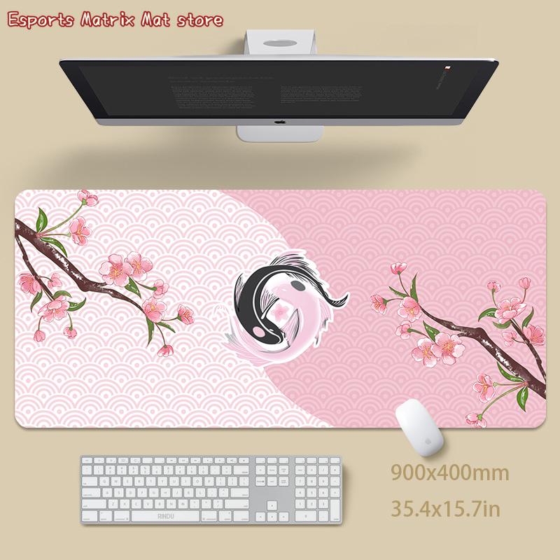 Yin Yang Koi Fish Mouse Pad - Large Extended Gaming Desk Mat with Japanese Art Design