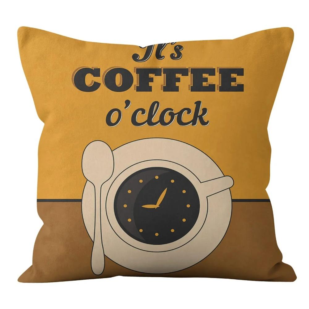Brown Cushion Cover Coffee Alphabet Strap    Printed Pillow  Sofa Car Office