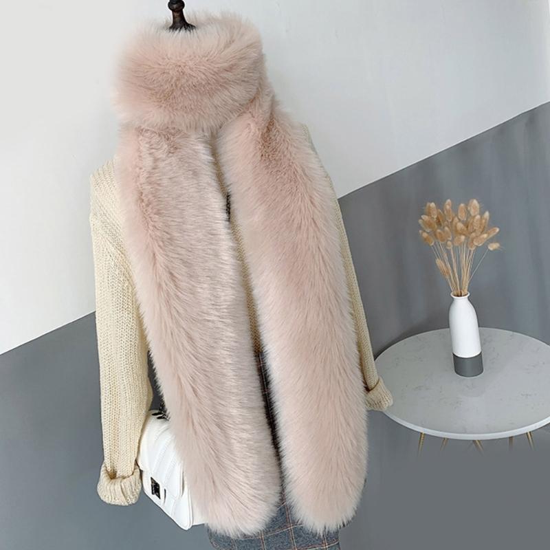 Luxurious Faux Furs Scarf Collar Long Neckerchief Shawl Wrap for Women Winter Warmth Evening Party Fuzzy Stoles Shrug