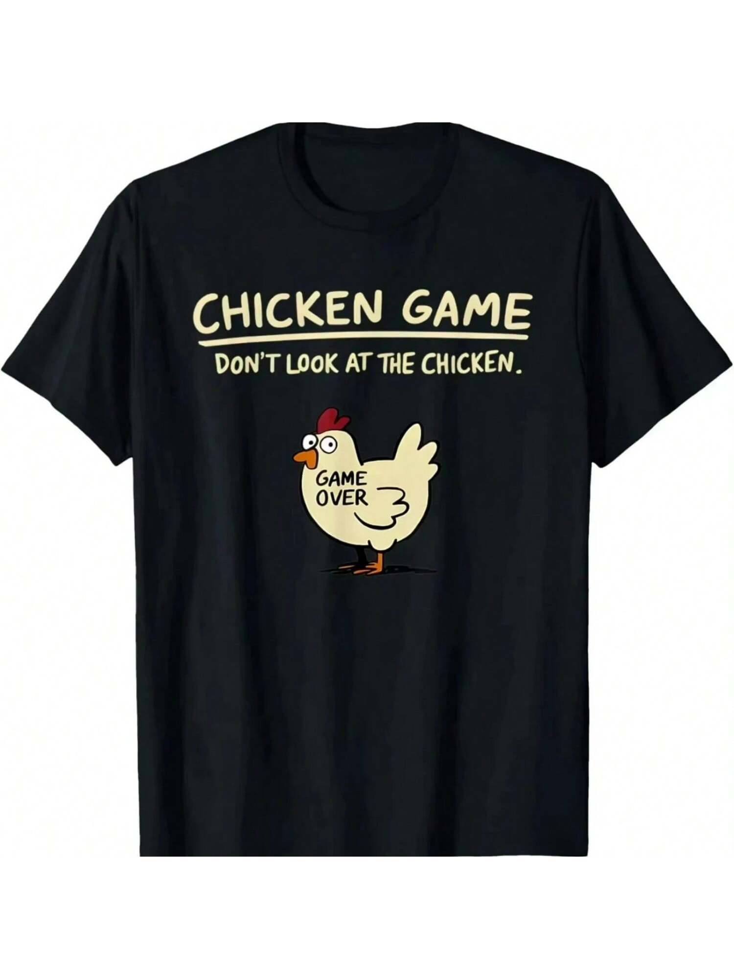 Chicken Game Don t Look At The Chicken Funny Chicken Printed Graphic T Shirt Women Summer Oversized Casual Loose Clothing S разноцветный