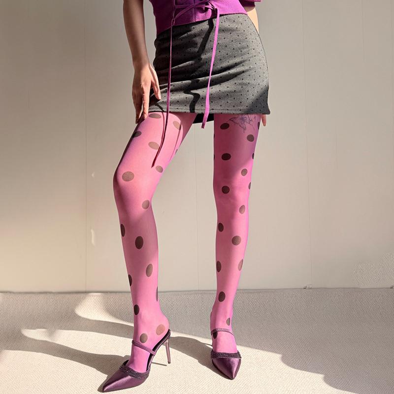 Y2K Polka Dot Stockings Women Tights With Polka Dot Print 2026 Summer 30D Ultra-thin Translucent Spicy Girl Sheer Pantyhose