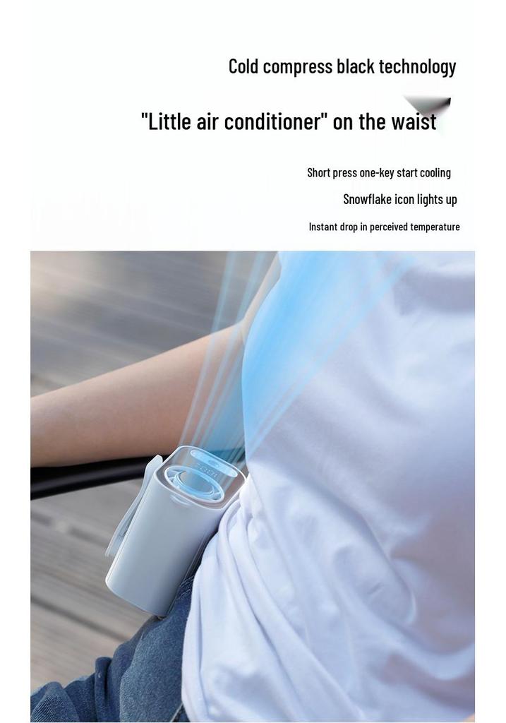 Portable Clip-On Waist Fan, High-Wind, Rechargeable - Perfect for Outdoor or Kitchen Use