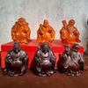 Karin Wood Carving Fulu Shou Ornament - Solid Wood Decor for Longevity Wishes and Birthday Gifts