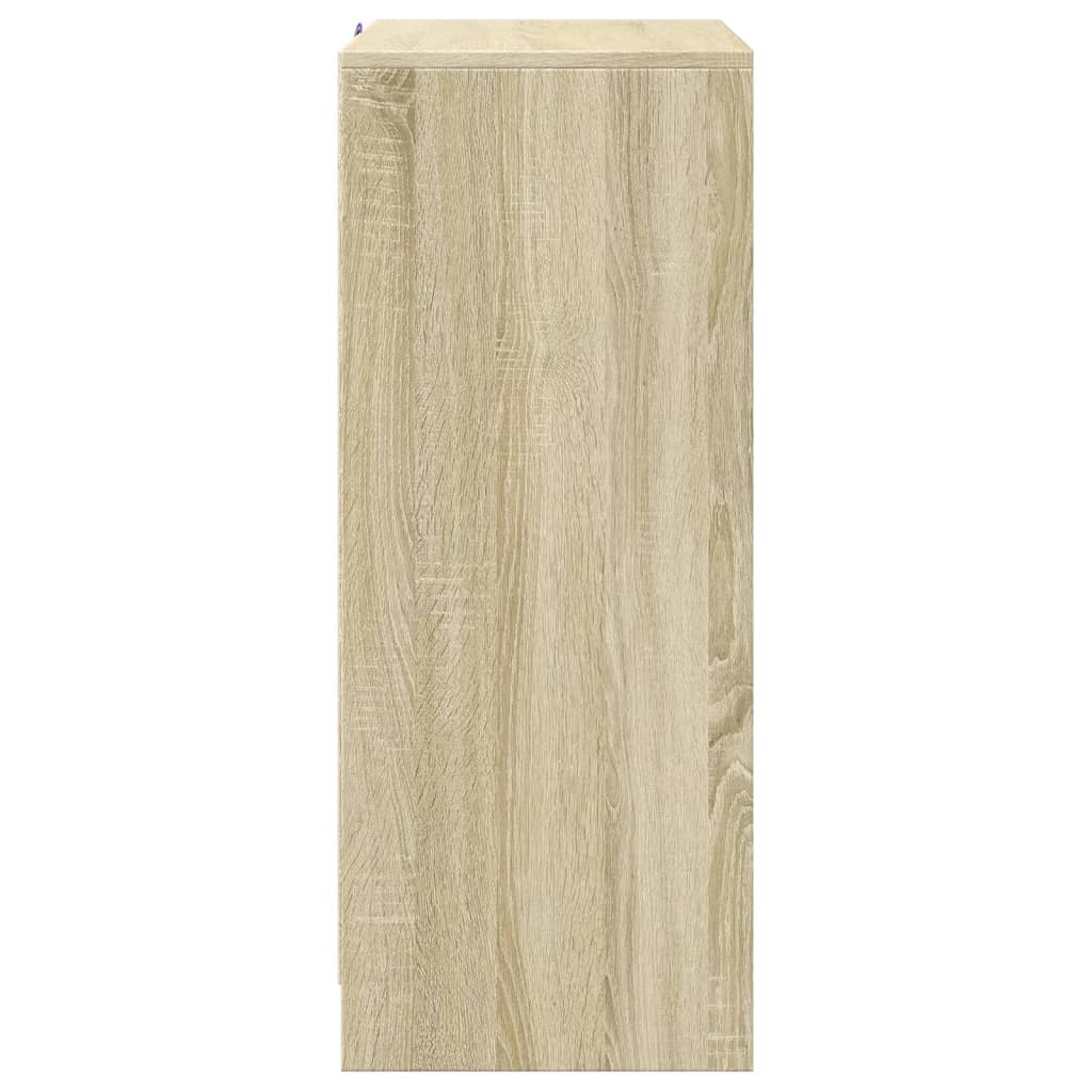 LED Sideboard in Sonoma Oak Finish 77 x 34 x 85 cm Particleboard