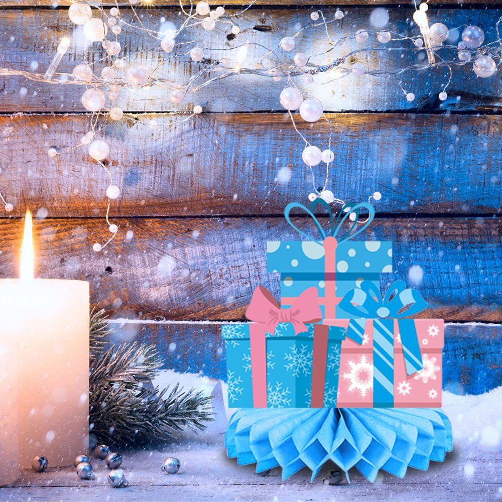 New Style, Christmas Theme, Cartoon, Pink Blue, Snowflake Snowman, Desktop Honeycomb Ornament, Party Decoration Supplies