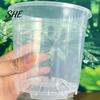 Indoor Garden Flower Planters Clear Plastic Orchid Pot with Saucer, Plant Ventilated Pots for Succulents Drainage Holes, Rose, Phalaenopsis, Seedings