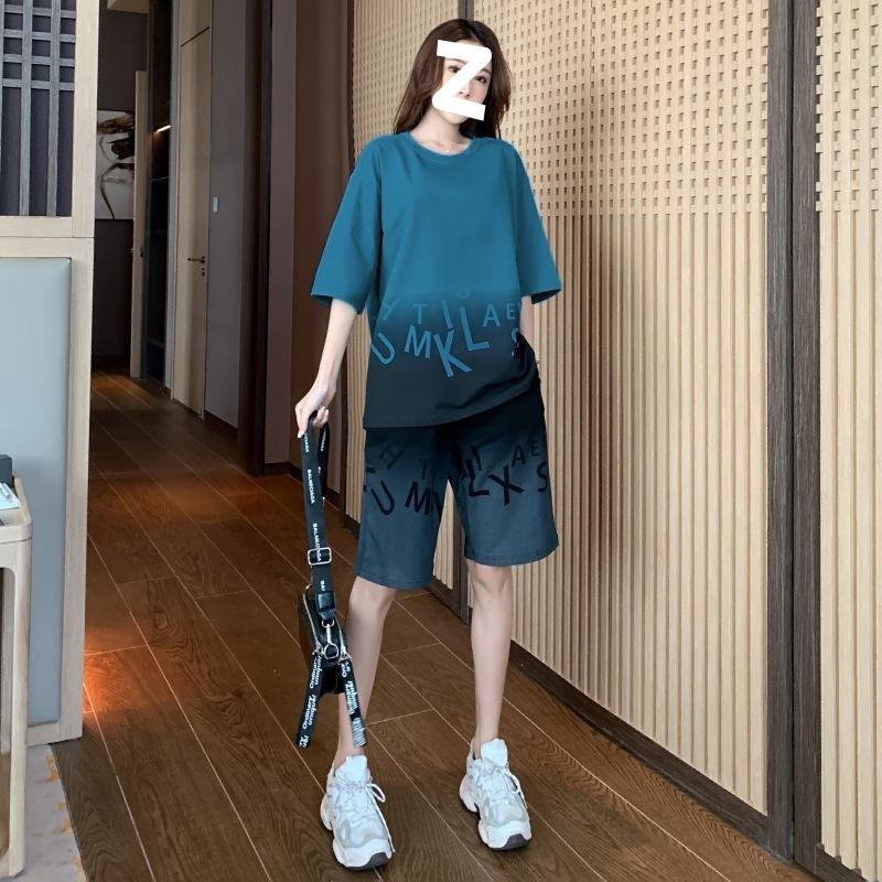 Plus Size Sportswear Suit Women's Summer Fashion Loose Short-sleeved Shorts Two-piece Set