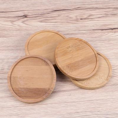 6Pcs 9.5x9.5cm Bamboo Plant Tray Round Flower Saucer for Bonsai Pots Indoor Outdoor Gardens Flower Pot Tray Plant Saucer