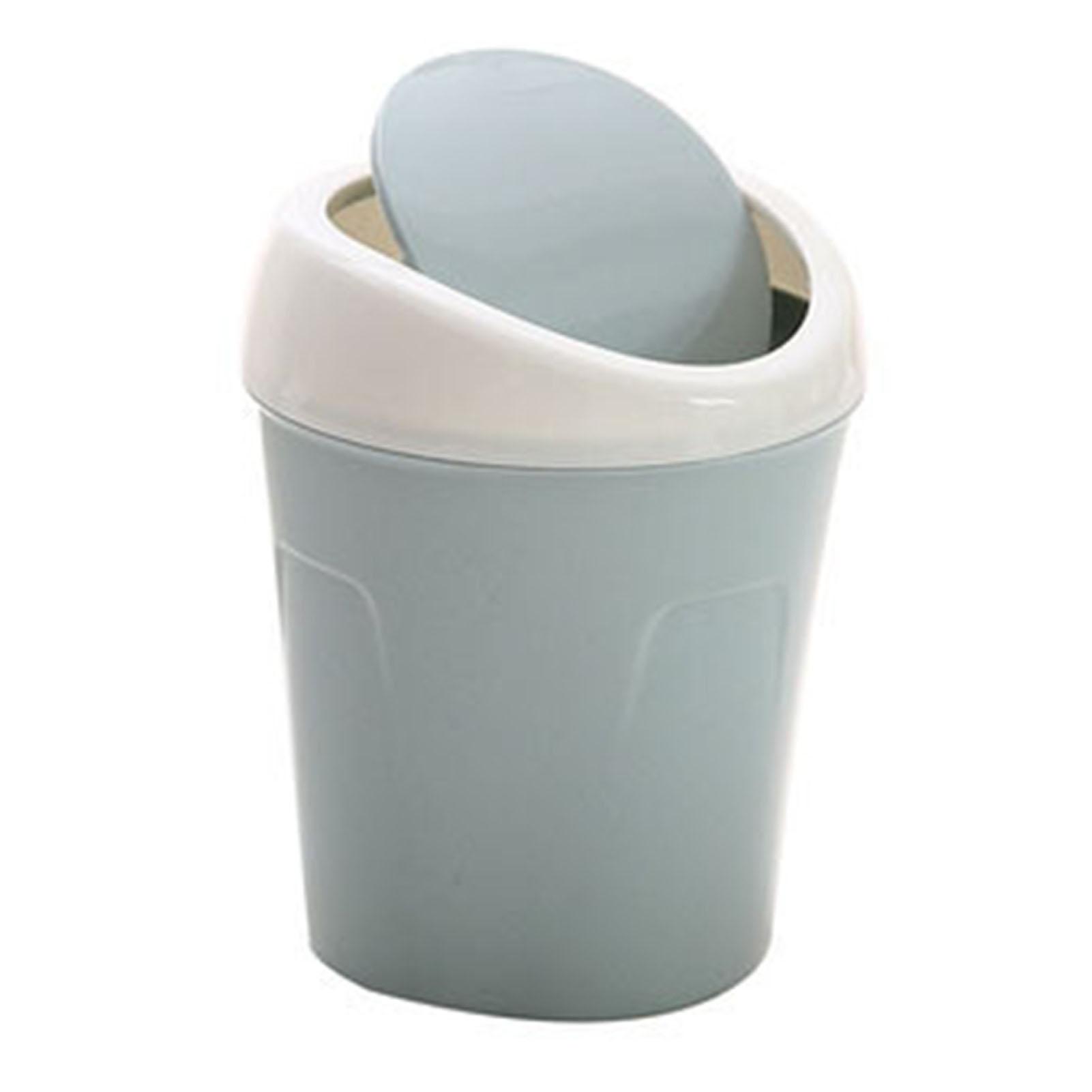 

Desktop Trash Can Plastic Multifunctional Small Desk Countertop Garbage Bin with Swing Lid for Home Office Blue синий