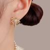 Korean Elegant Firework Pearl Stud Earrings - Exquisite Rhinestone Luxury Fashion Accessories for Women
