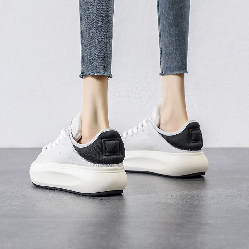 Кроссовки женские толстые из натуральной коровьей кожи разных цветов на платформе — фото 8