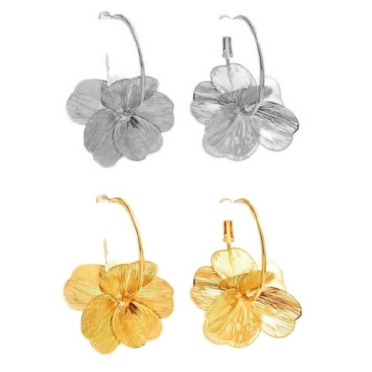 Elegant Vintage Flower Petal Pendant Earrings for Women Hanging Lightweight Ear Pendants Fashion Party Wear Jewelry