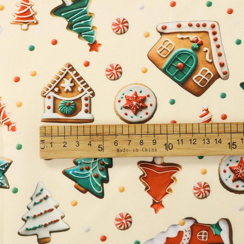 0.5m/1m/5m Gingerbread Man Print Christmas Style Fabric For Sewing Tablecloths Sofa Pillowcase Christmas Decoration DIY Fabrics