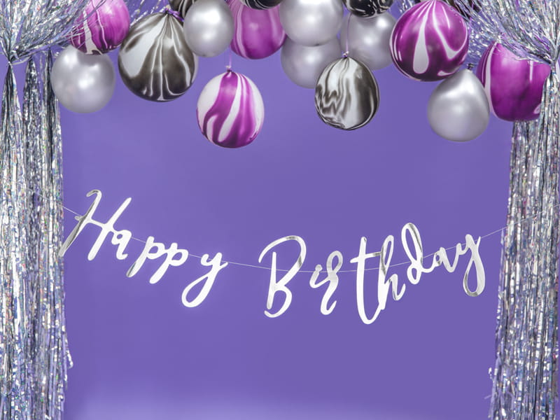 Partydeco Striscione Buon Compleanno Argento 165Cm