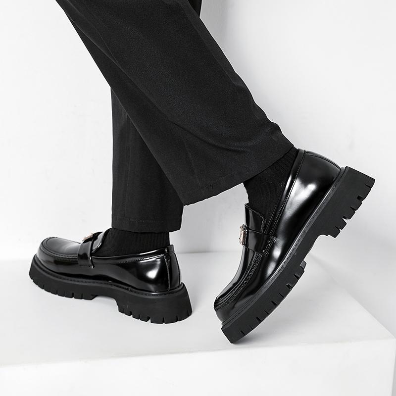 Fashion Men Thick Bottom Mens Slip On Footwear Mens Luxury Brand Loafers Classic Men Shoes for Wedding Leather Fashion Coiffeur Shoes