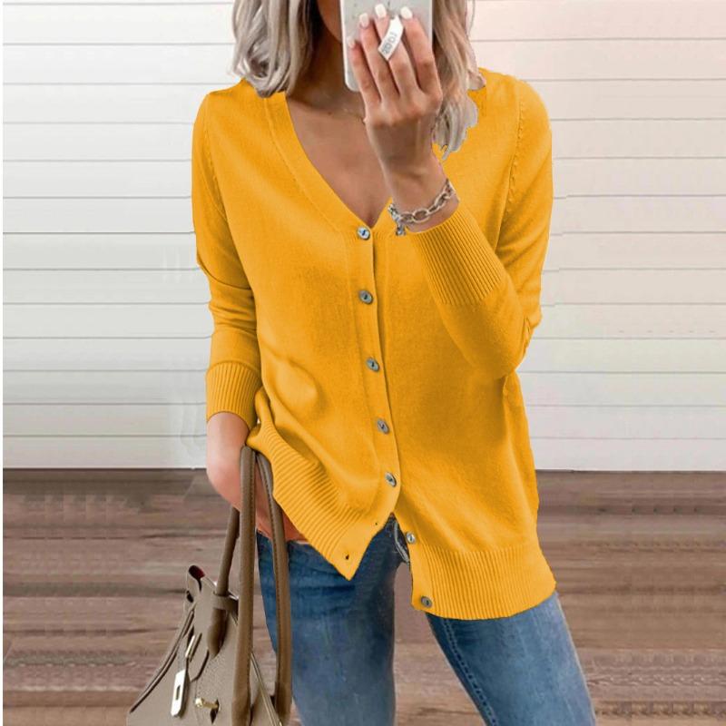 Jesień Nowy Slim Fit Casual Dzianinowy Kardigan Kobiety Moda Vintage Luźny Sweter z Dekoltem w Serek Kurtka Damska Zimowa Odzież Eleganckie Damskie Kardigany 25065