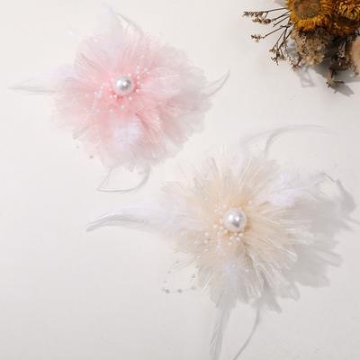 Květinový tvar DIY látková aplikace Organza Oblečení Doplňky Retro Perlový Květ Peří