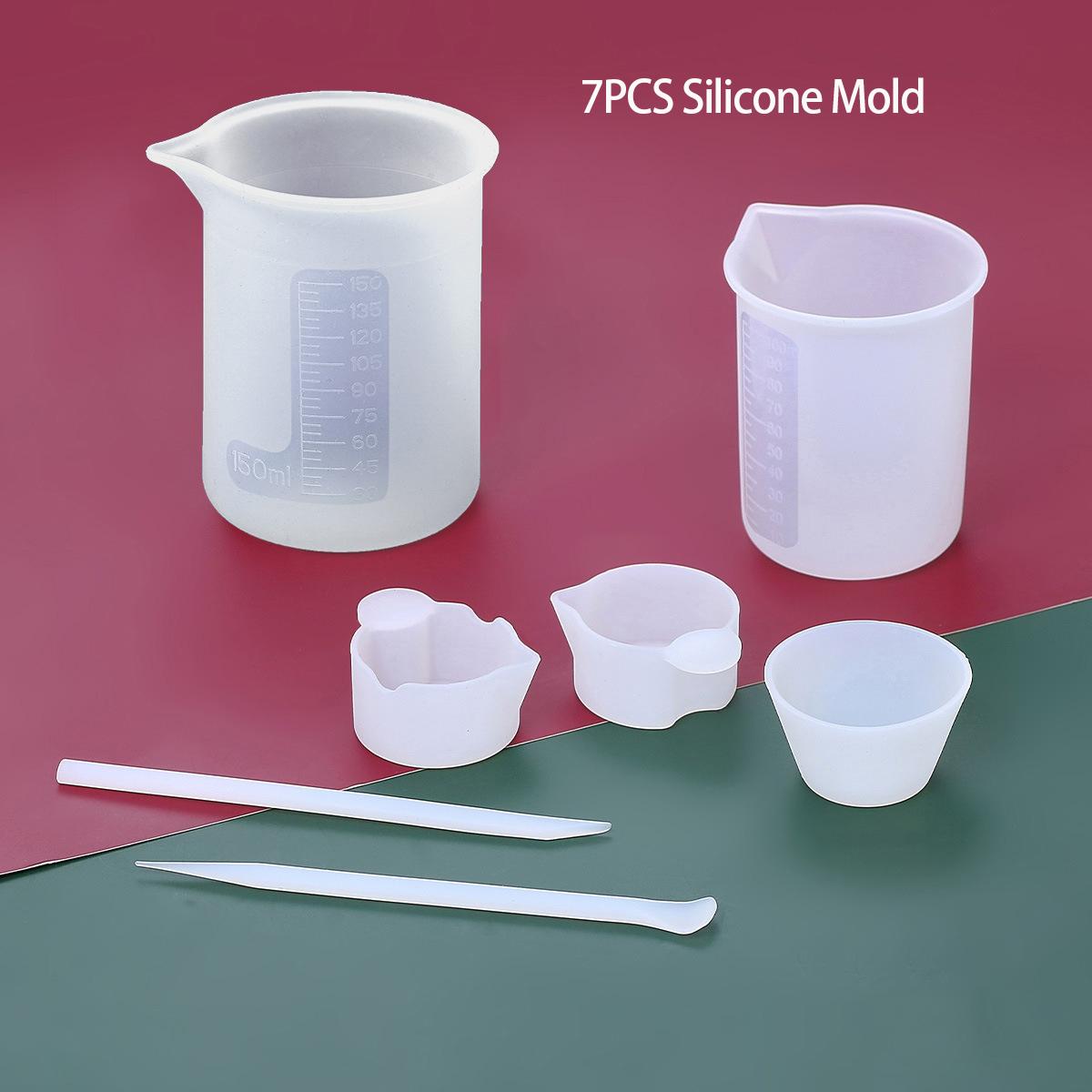 7PCS Drip Glue Diy Mixing Rod Dispensing Cup Measuring Cup Silicone Mold Glue Adjustment Tool