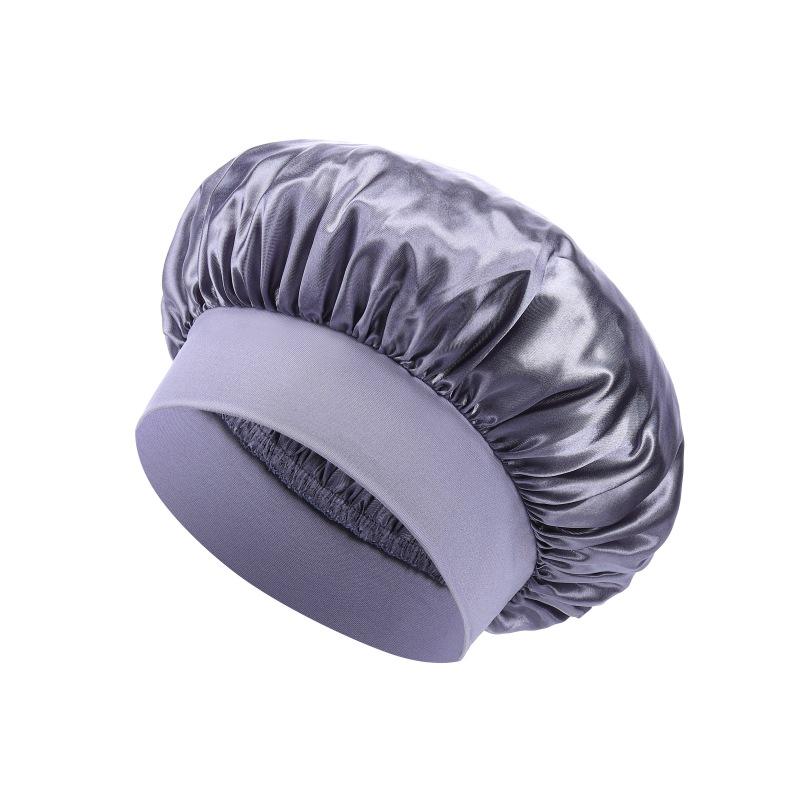 Wide Brim Satin Sleep & Salon Cap: Elastic Headband for Comfort & Care