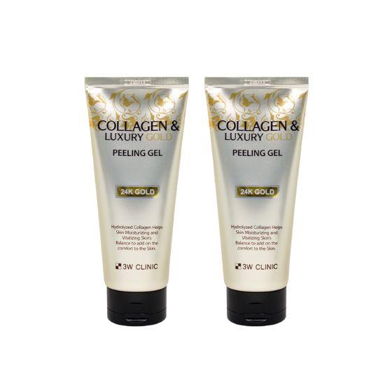 3W Clinic Collagen & Luxury Gold Peeling Gel Exfoliating & Firming Skin Care 180ml x2