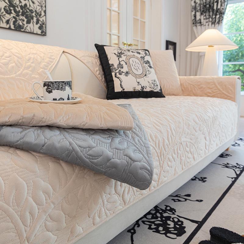 Cream Wind Sofa Cushion Four Seasons Universal Non-slip Sitting Cushion French Retro Plush Full Package Sofa Cover Scarf Cover Cloth
