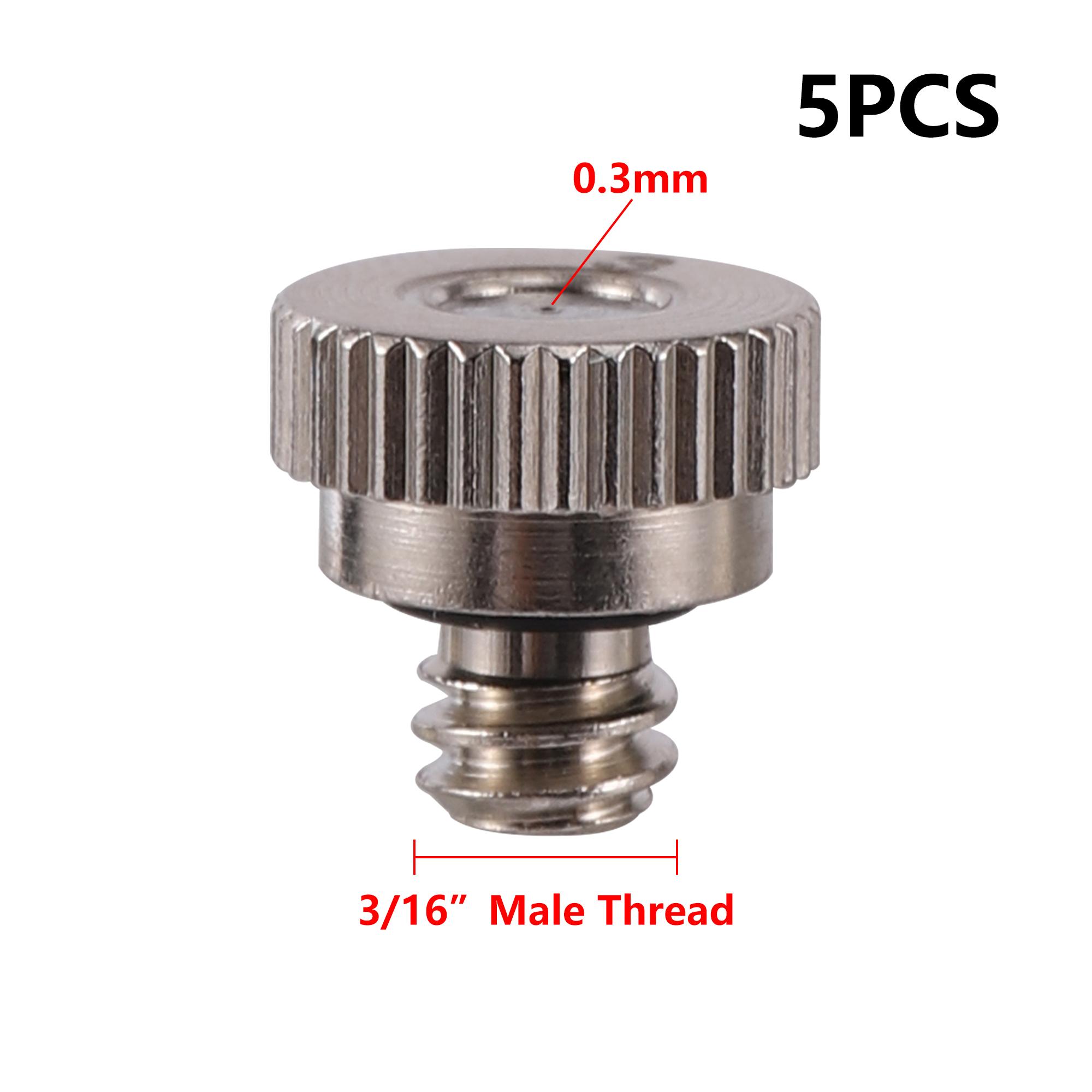 5pcs 0.3mm Nickel Plated Atomizing Nozzle 1/4  T-Connector 3/16  Dust Control Spray Nozzle for Humidification Outdoor Cooling