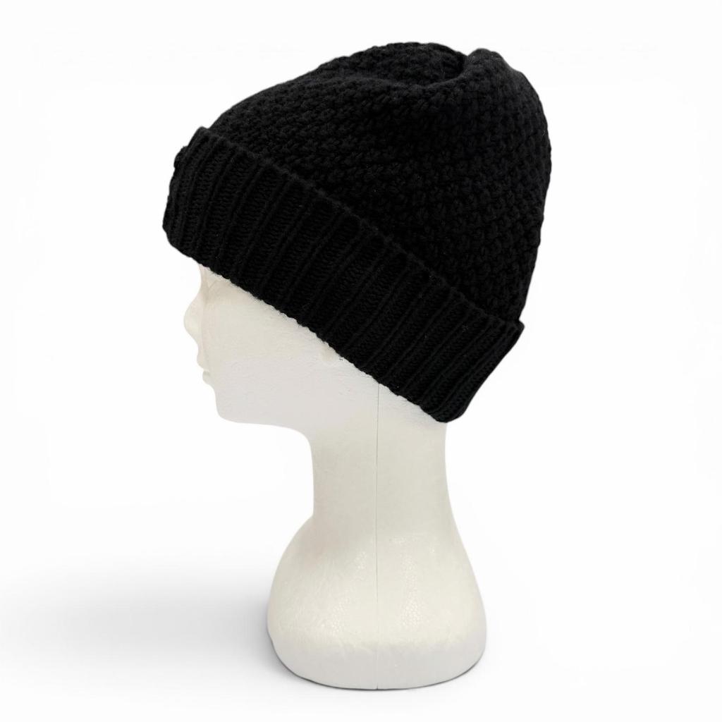 Great CHANEL Knit cap COCO Mark hat black cashmere Women Used