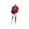 Adidas Originals Trefoil Logo Print Crew Neck Short Sleeve T-Shirt Men Tops Burgundy IC8373