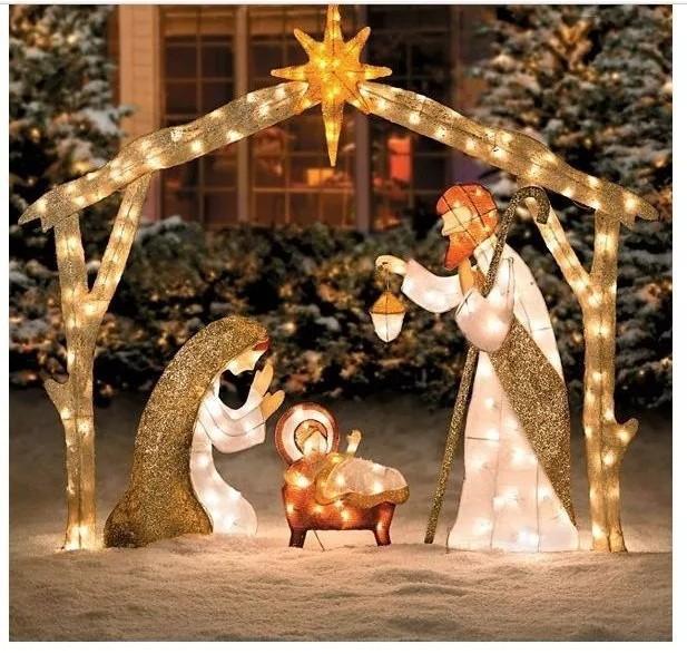 

Nativity Scene Christmas Led Light Family Silhouette Stake Warm White Decor A