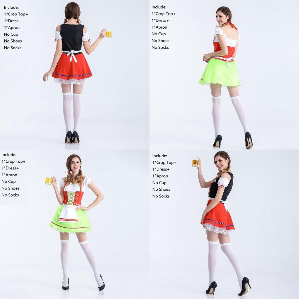 Sweet Vintage Women Oktoberfest Cosplay Costume German Beer Holiday Wench Dress