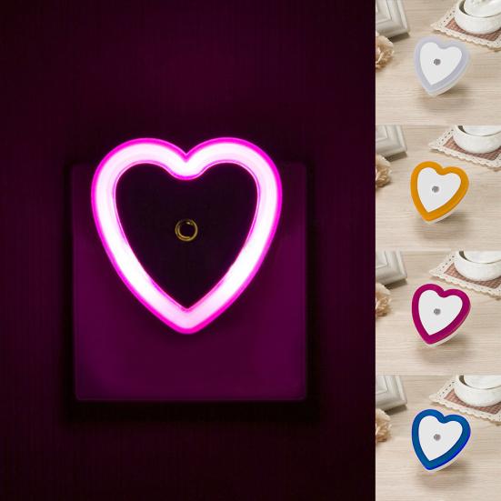 Light Sensor LED Heart Shaped US Plug-in Night Lamp for