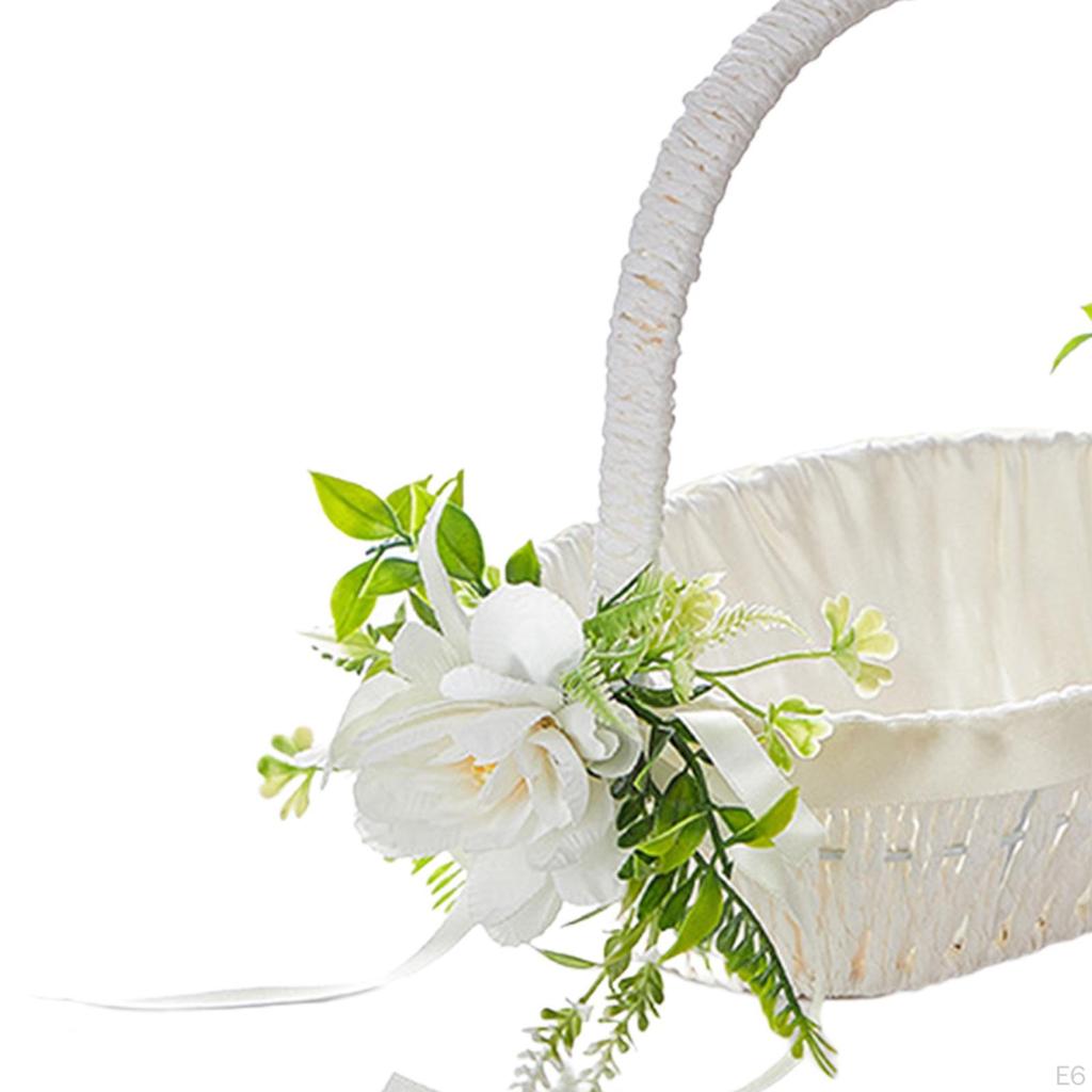 Flower Girl Basket Bridesmaid Lace Container Portable Wedding Baskets for Banquet,