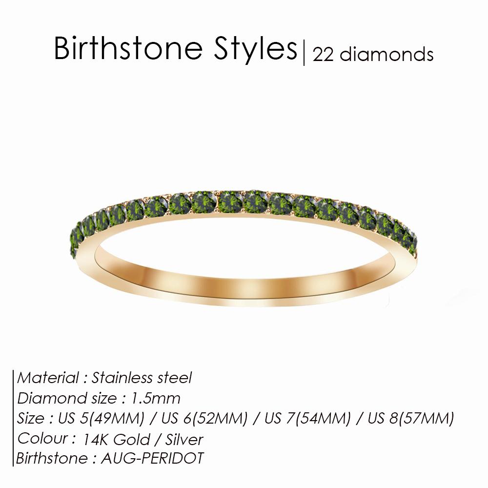 Rhinestone Birthstone Stainless Steel Ring Luxury Jewelry Gift 12 Zodiac Sparkling Rings For Women Wholesale US5/6/7/8