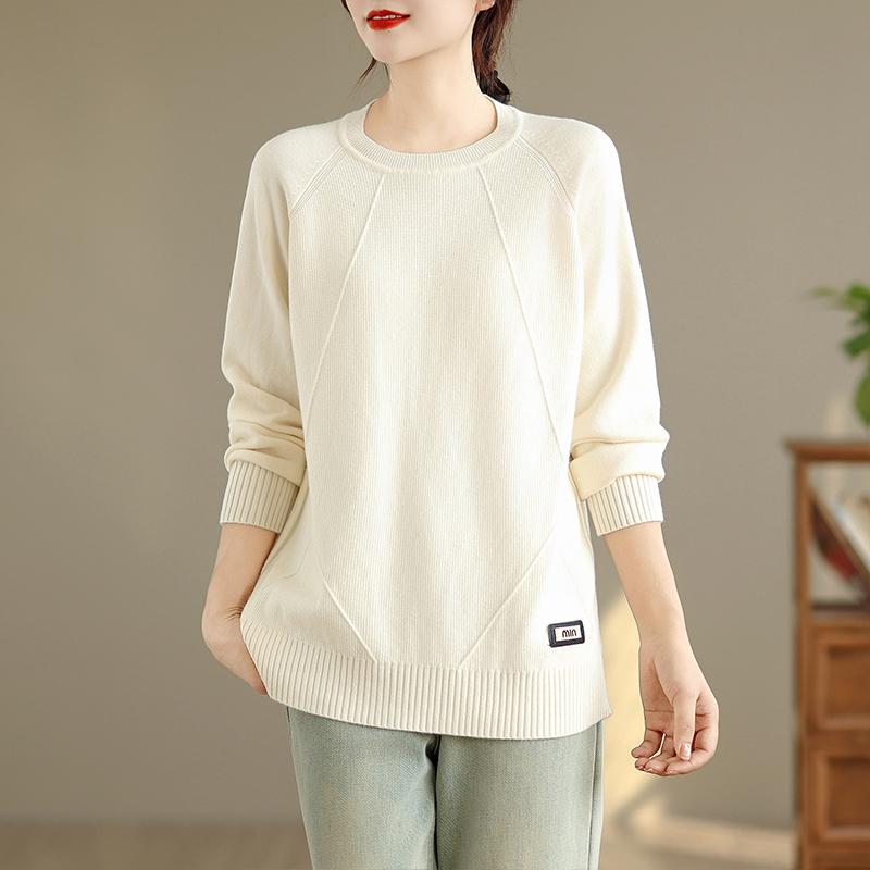 DIMANAF 2025 Autumn Winter Sweater Pullovers Tops  Women Casual Solid Cotton Knitted Tees Shirts Long Sleeve